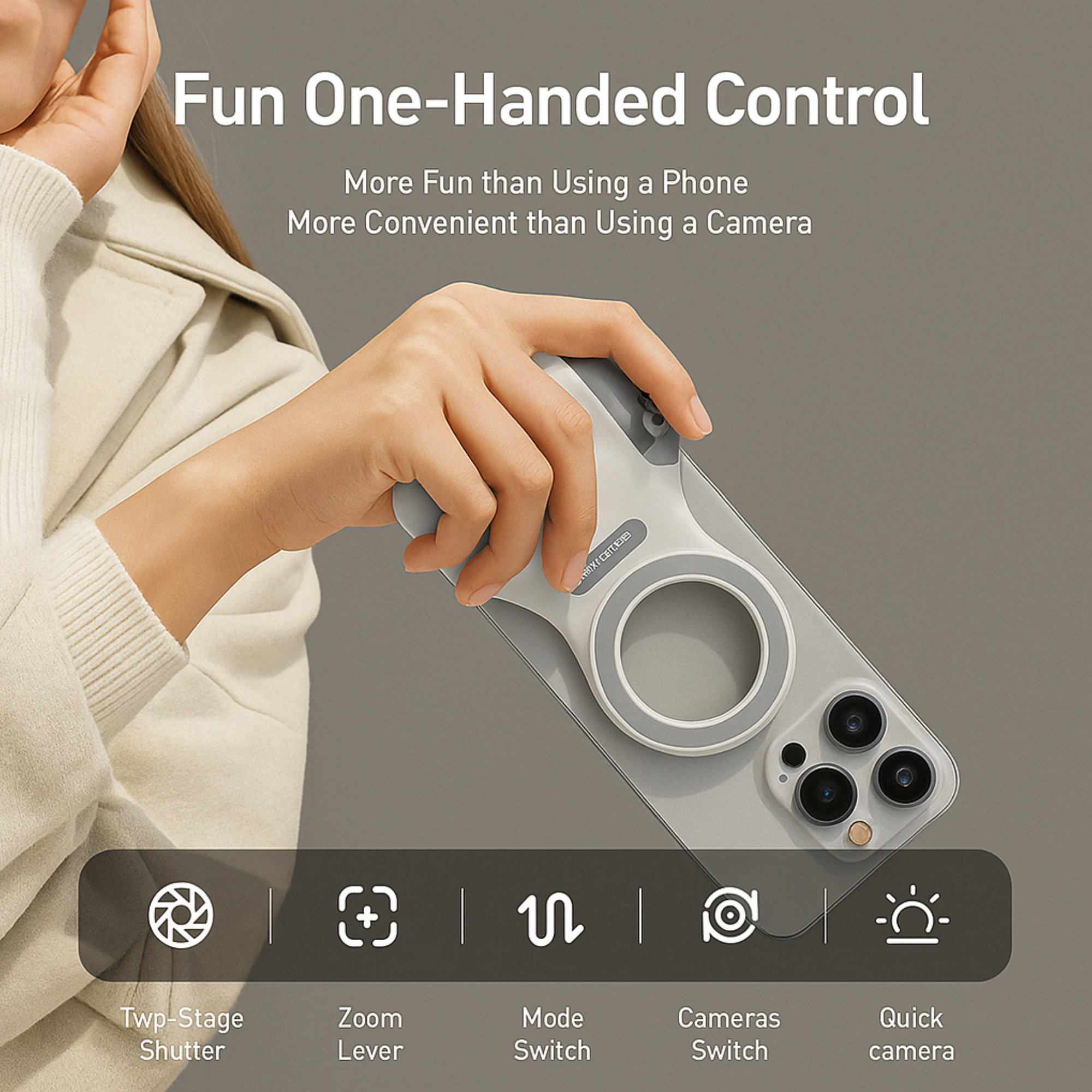FunShot™ Magnetic Camera Grip – Steady Shots & Wireless Control
